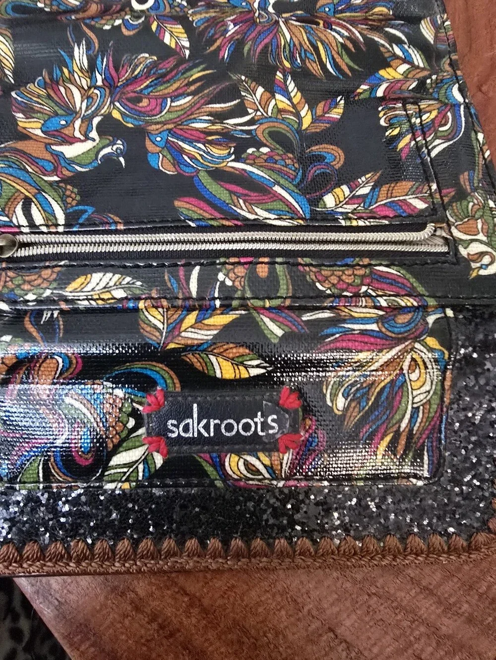 Sakroots Black Floral Multicolor Fold-Over Wallet